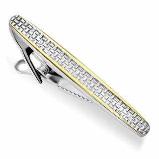 Pince � cravate en acier � reliefs bord�s de lignes dor�es