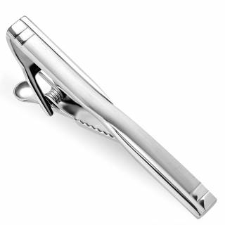 Pince � cravate en acier poli � longue bande bross�e