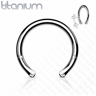 Tige piercing fer � cheval en titane pour 4 embouts vus de face